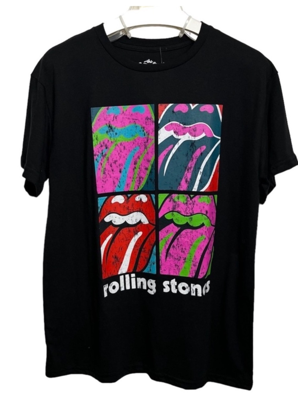 ROLLIG STONES Pop Art 4-Panel Lips Graphic Tee Black XL